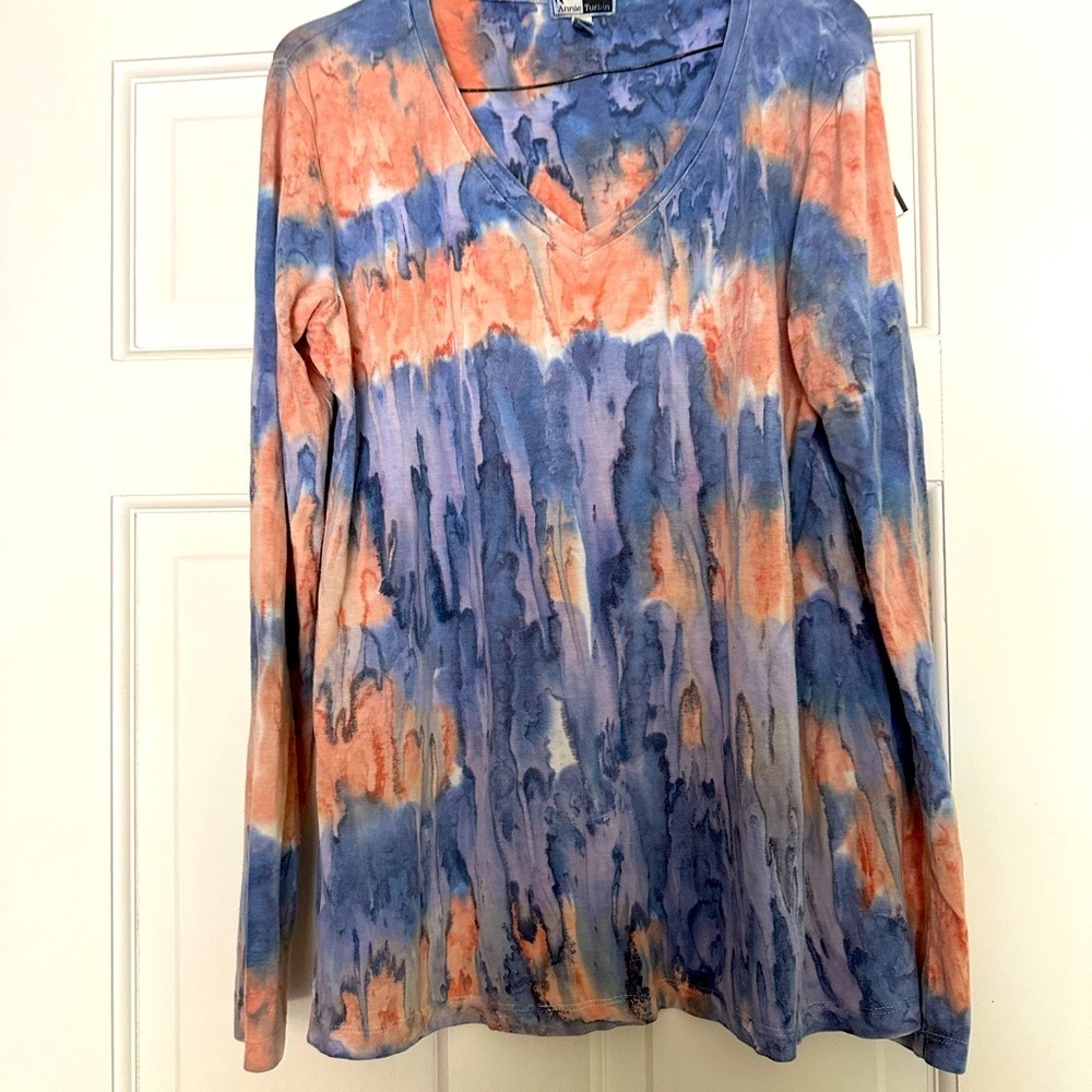 Annie Turbin size 2 tie dye long sleeve tee. Made in USA